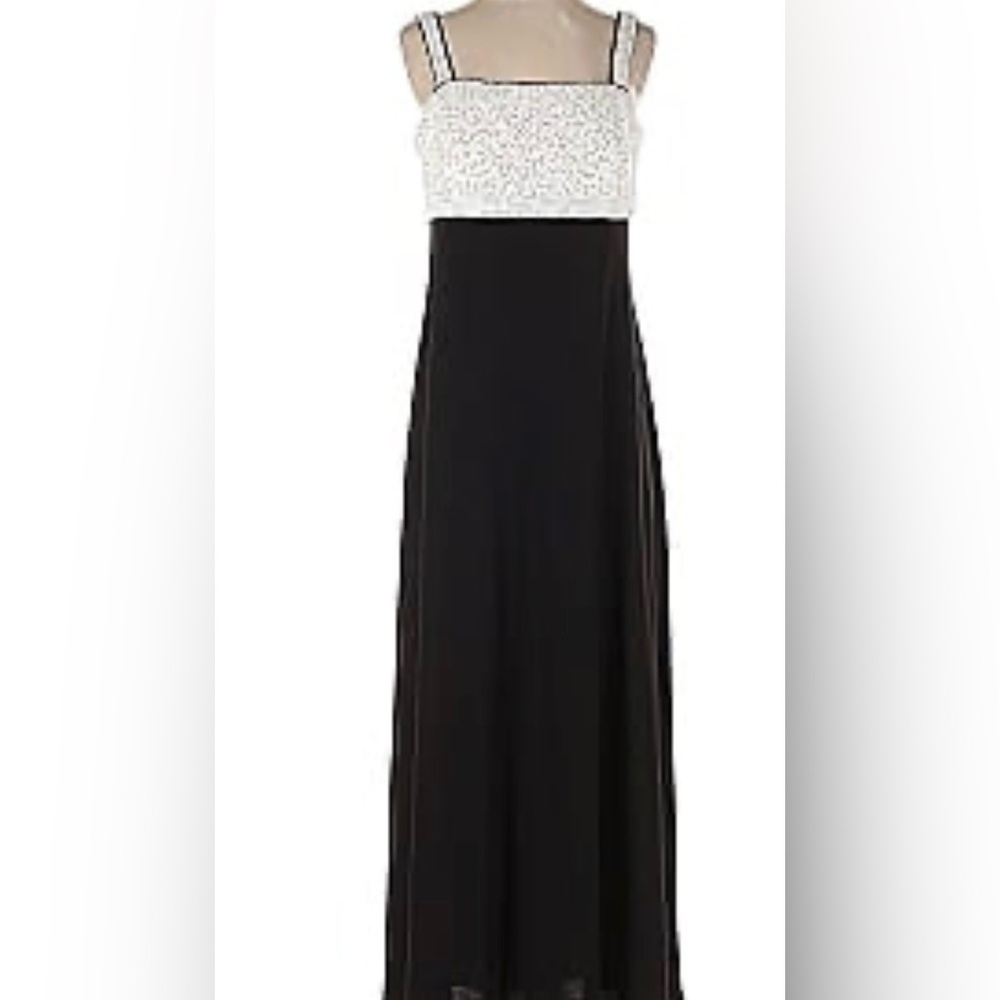 R & M Richard Maxi black and white , sequin bodice with black piping/trim 18W